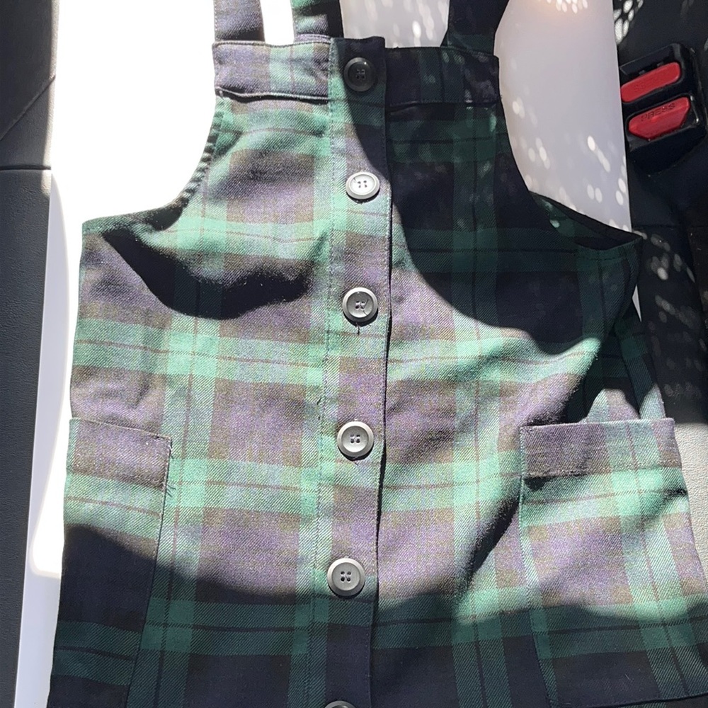 Overall checker dress with pockets gently used